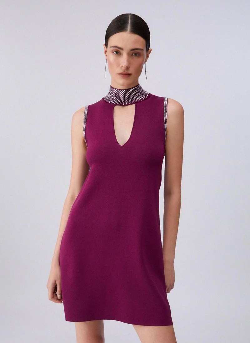 ليو جو Knit dress with rhinestones